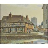 * Rixon (William Augustus, 1880-1936). Tewkesbury, oil on board, signed lower left, 50 x 60cm (19.75