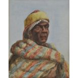 * Fisher (Joseph). Portrait of a Sudanese Man, 1882, watercolour over pencil on paper, signed and