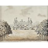 * Country Houses. Glyndley Manor, near Westham, East Sussex, 1781, pen, ink, and watercolour wash,