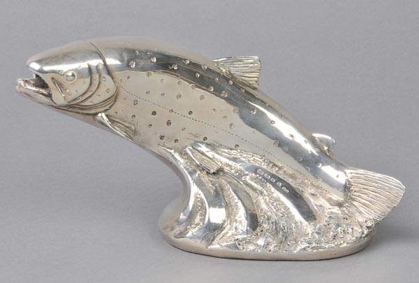 * Trout. A modern filled silver model of a trout, well detailed on naturalistic base, stamped 925 by