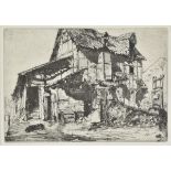 * Whistler (James Abbott MacNeill, 1834-1903). The Unsafe Tenement, 1858, etching on wove paper, the