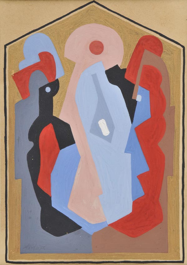 AR Jellett (Mainie, 1897-1944). The Three Graces, gouache on paper, laid down onto later card,