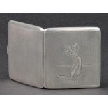 * Golf. An Art Deco silver cigarette case by James Dixon & Sons, hallmarked Birmingham, 1939, all-