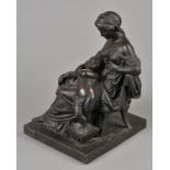 * Jeannest (Emile, 1813-1857). Allegorical figure of Instruction, black patinated cast bronze,