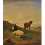 * Verboeckhoven (Eugene Joseph, 1798/99-1881). Two sheep and a ram in a landscape, 1825, oil on wood