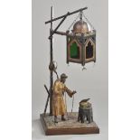 * Table Lamp. An Austrian cold painted bronze figural table lamp, probably Franz Bergman, circa