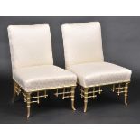 * Bedroom Chairs. A pair of Victorian Aesthetic bedroom chairs, each with ivory upholstery and