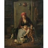 * Continental School. Mother, child and kittens, early 19th century, oil on canvas, depicting a