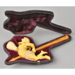 * Pipe. A well carved Victorian meerschaum pipe, the bowl carved with a North American Indian in