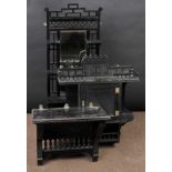 * Aesthetic Movement. A Victorian ebonised wall mounted cabinet, with gallery top and bottom, single