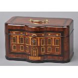 * CITES Tea Caddy. A rare George III mahogany tea caddy in the form of a mansion house, the