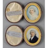 * Attributed to John Barry (active 1784-1827). A pair of miniature portraits of Mary Anne de
