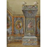 * French School. Study of a rococo bed chamber at Versailles, late 18th or early 19th century oil on