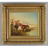 * Cooper (Thomas Sidney, 1803-1902). Evening on the Stour, Cattle, oil on wood panel, showing a