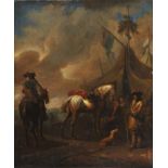 * Follower of Philips Wouwerman (1619-1668). Soldiers before Sutler's Tents, late 17th century,