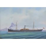 * Neapolitan School. British merchant steamer S.S. Stuart, early 20th century, gouache, showing