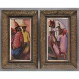 * Savain (Petion, 1906-1973). Haitian Women Chatting & The Bean Vendors, together two oils on board,