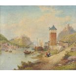 * Callcott (A., active 1856-1864). On the Rhine, 1841, oil on canvas, depicting a campanile on the