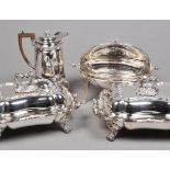 * CITES EntreŽ Dishes. A good pair of Victorian Old Sheffield Plate serving dishes, each with