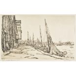 * Bone (Sir David Muirhead, 1876-1953). Shrimp Boats, Great Yarmouth, 1935, etching with drypoint,