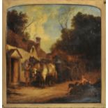 * English School. Timber Waggon, c.1830s/40s, oil on canvas, depicting a waggon outside a cottage,