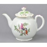 * Teapot. An 18th century Worcester porcelain globular teapot circa 1760, the cover with flower knop