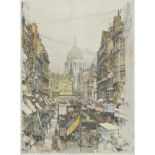 * Kasimir (Luigi, 1881-1962). Fleet Street, etching printed in colours, circa 1920, signed in pencil