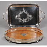 * Electroplate. A good quality Edwardian electroplated twin handle tray, of rectangular form