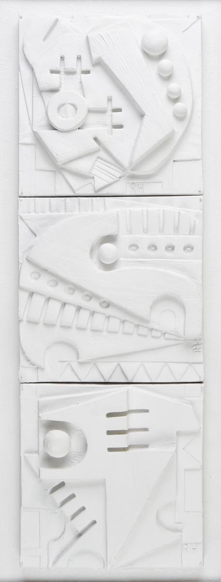 * Hitchins (Ron, 20th century). Tiles, circa 1960s, white painted abstract plaster relief mounted on