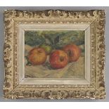 * Continental School. Still Life of Apples, 1943, oil on canvas, indistinctly signed and dated lower