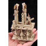 * Prisoner of War Work. A bone Napoleonic Prisoner of War Spinning Jenny Automaton, carved as two