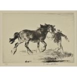 * Blampied (Edmund, 1886-1966). Cart horse and trainer, 1953, etching, signed and dated to lower