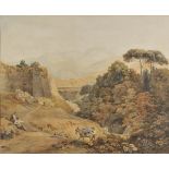 * Reinagle (Ramsay Richard, 1775-1862). Italian Landscape with Ruins, watercolour, showing a