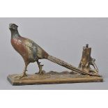 * Table Lighter. A cold painted spelter table lighter, in the form of a cock pheasant standing by