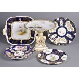 * Cabinet Plates. A Worcester porcelain plate, in the 18th century style, painted with panels of