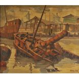 * Terrones Acuna (Jorge, 20th century). Historias de Barcos, 1979, oil on canvas, signed and dated