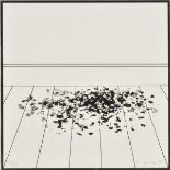 * Hughes (Patrick, 1939-). Funereal leaves lying on floor boards, 1983, screenprint in black and