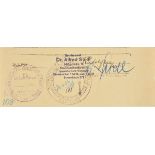 *Nuremberg Trials - Hess. A very rare trial document signed by Rudolf Hess and his lawyer Dr