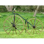 *A Velocipede Bicycle with a high steering stem, 25-inch straight handlebars with turned grips,