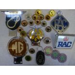 *A Car Club Badge Selection, to include an M.G. Owners Club, a reproduction post-1952 RAC member’s