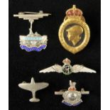 *Sweetheart Brooches. A WWI Royal Flying Corps sweetheart brooch, silver with black, green enamel