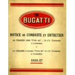 Bugatti Type 40 & Type 38 Service Book. Dated 1926-27, an original 46 pp. square-backed soft-bound