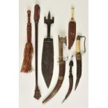 *Somali. A Somali Billao dagger, the 26cm crudely made wide blade with black horn grip in  ‘Tri-