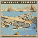 Imperial Airways. The Greatest Air Service in the World, mid 1930s, full colour brochure/poster with