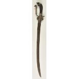 *Kastane. An 18th/19th-century Ceylonese short sword, the 50cm slightly curved blade with traces