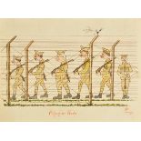 *WWI - Prisoner of War Art. A group of 4 original caricature drawings by A. van der Straeten, German