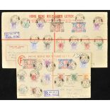 *Hong Kong. 1946 (September), a pair of 25c Registered envelopes, bearing KGVI issues to $10 tied by