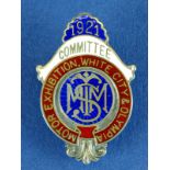 *S.M.M.T. Motor Exhibition.  ‘Olympia & White City -  ‘Committee’ - 1921’ three-colour lapel