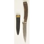 *Hunting Dagger. A Victorian knife, the 12cm steel blade with antler grip and flat metal pommel,