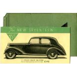 Alvis 1937 Models. A green card folder, measuring 10.25 x 6in, with black printing and text,